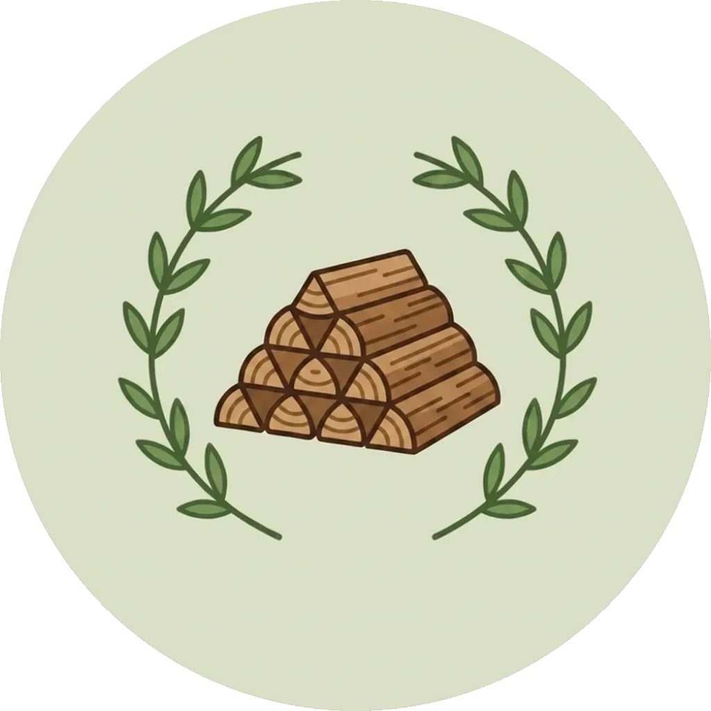 Illustration of stacked split logs, representing fuel
