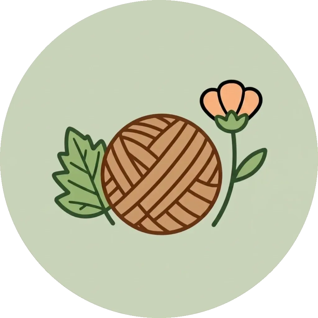Illustration of a ball of spun fibre and a flower, representing fiber